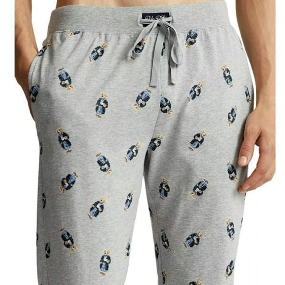 Polo Ralph Lauren Polo Bear Jogger Pajamas Set Size M/MED Heather Grey With Bear - Picture 4 of 8